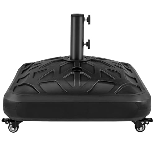 Yaheetech 37L Capacity Fillable Rolling Patio Umbrella Base Stand Water/Sand-Filled Outdoor Base Stand All-weather Umbrella for Market, Black