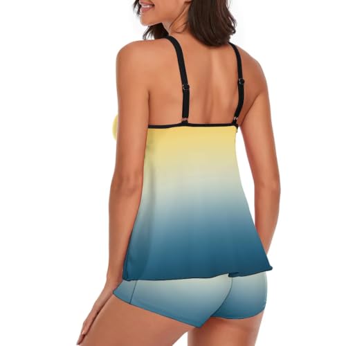 Image of Urchics 2026 Women Two Piece Tankini Swimsuit Tummy Control Plus Size Long Torso Top and High Waisted Boyshorts Bathing Suits