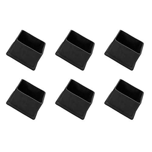METALLIXITY Chair Leg End Cover (50mm x 50mm) 6Pcs, Square PVC Furniture Feet Caps Floor Protector - for Sofa Table Patio Chairs Black