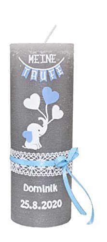 Jungen Rustic Elefant 190 x 68 mm mit individueller Namensverzierung aus hochwertigen Wachsbuchstaben und Sichtkarton