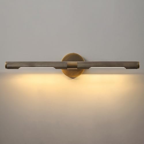 Image of Museum Gallery Bathroom Picture Light - 24 Inch Long Bronze Brass Dimmable Hardwired Wall Sconces with E12 Bulb - Frame Pictures Art Deco Sconce Lights for Painting Photo Artwork Library Vanity Over