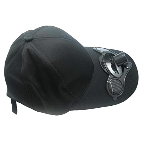 Image of SECRET DESIRE Men Cotton Solar Power Cap Cooling Fan New Outdoor Fishing Camping Golf Baseball, Black, Free Size