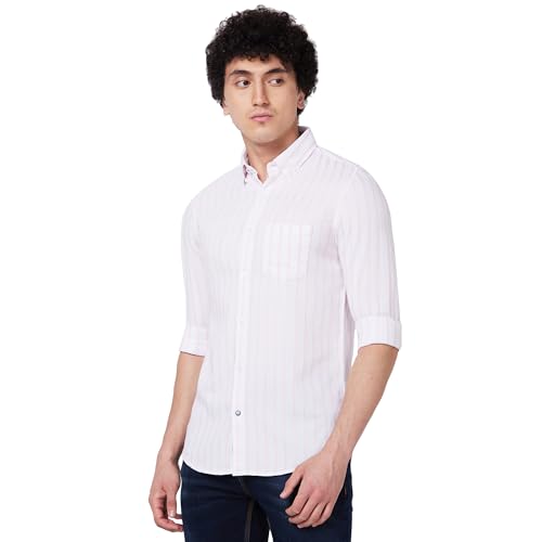 Image of Spykar Men's Regular Fit N /A Full Sleeve Striped Casual Shirts