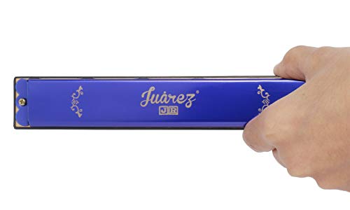 Image of JUAREZ Junior JJ24HL 24 Holes Harmonica Key of C Scale | Mouth Organ | Cover - Aluminium | Comb - Abs | Reed - Brass Blue