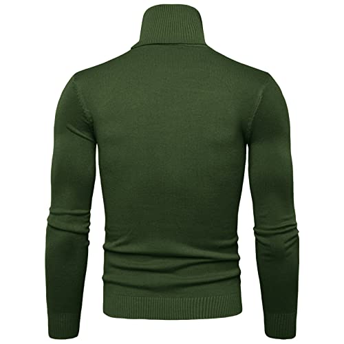 Sweater for Men Zip Up Turtleneck Long Sleeve Knitted Tops Casual Slim Fit Stretch Turtle Neck Pullover Sweaters3