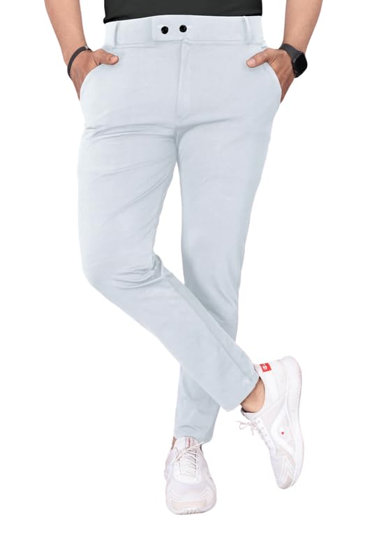 Image of Men's Slim Fit Lycra Blend Stretch Trousers | 2 Button Closure | Side Pockets | Formal & Casual Wear