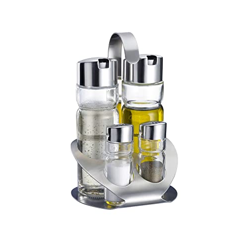Westmark Menage Salz, Pfeffer, Essig und Öl, 5-tlg., Fassungsvermögen: 2x 40 ml/ 2x 160 ml,...