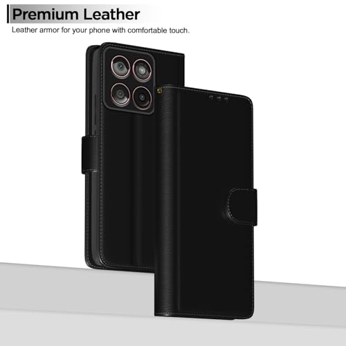 Image of Pikkme Flip Cover for Motorola Moto Edge 60 5G / Motorola Moto Edge 60 Fusion 5G Leather Finish | Inside TPU with Card Pockets | Wallet Stand and Shock Proof | Complete Protection Flip Case(Black)