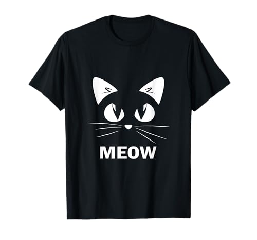 Funny Meow Cute Cat Face Lovers Novedad Regalos Hombres Mujeres Niños Camiseta