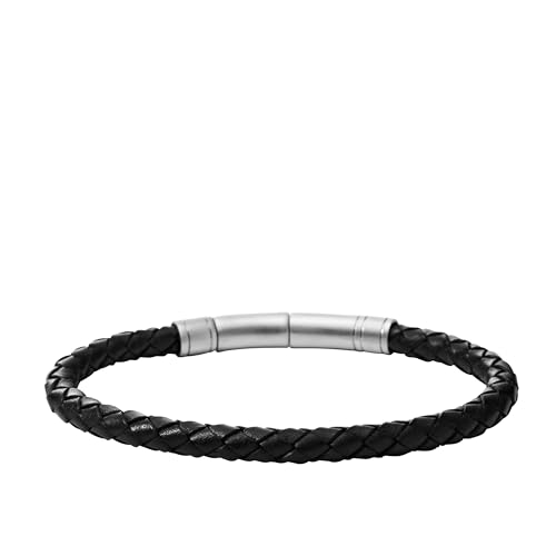 Image of Fossil Men's Casual Stainless Steel and Genuine Leather Bracelet for Men