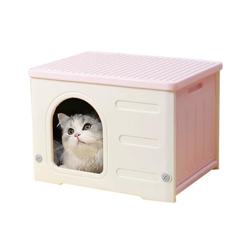 猫 ハウス 屋外 プラスチック キャットハウス 暖かい 洗える 野良猫 ハウス 防水 キャットハウス 隠れ家 複数の猫のための断熱キャットハウス 組立簡単(Multi-colored)