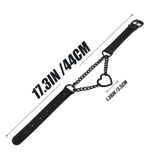 Love Heart Choker Collar Necklace, Adjustable Leather Punk PU Necklace Goth Choker Soft Collar Chain for Women2