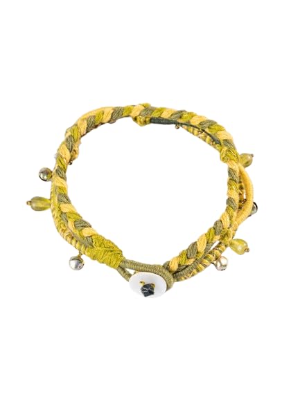 3 Layer Buho Green Anklet for Women | Handcrafted Thread Anklet with Beads & Gungroo | Boho Ethnic Foot Jewellery | Valentine's Gift-image-0