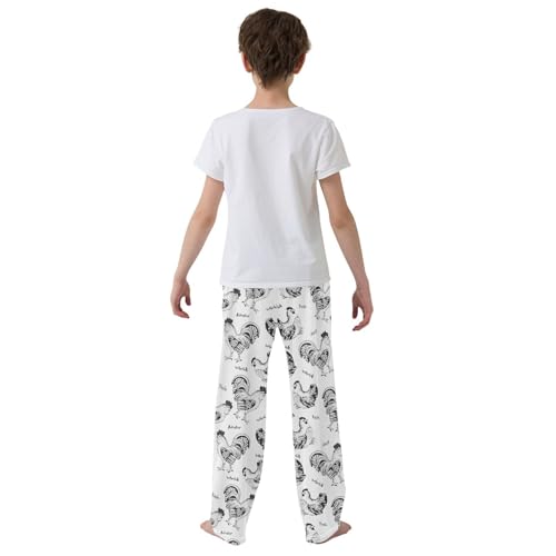 ZZXXB Rooster Graphic Pattern Boys Long Pants Soft Trousers Elastic Waist Kids Lounge Bottoms with Pockets S-XL3