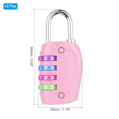 Image of PATIKIL Combination Lock, 2Pcs 4 Digit Outdoor Padlock Waterproof Locker Lock for Luggage Suitcase, Gym Locker, Fence, Filing Cabinets, Toolbox, Gate, Pink with Colorful Wheel