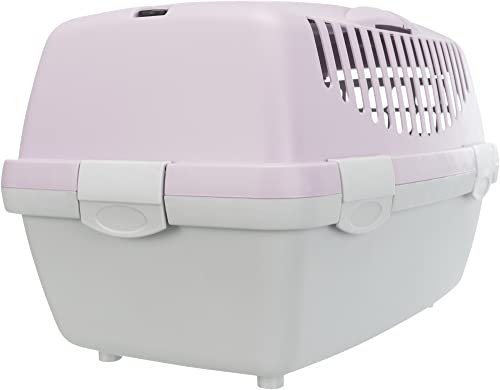Image of Trixie Capri Durable Plastic Pet Carriers with Handles, Storage Trays, and Stroking Flaps (Light Grey /Light Lilac, XS, Capri 1)