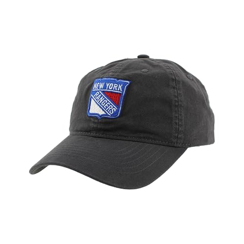 New York Rangers NHL Officially Licensed Adjustable Hat Scholarship Icon Charcoal