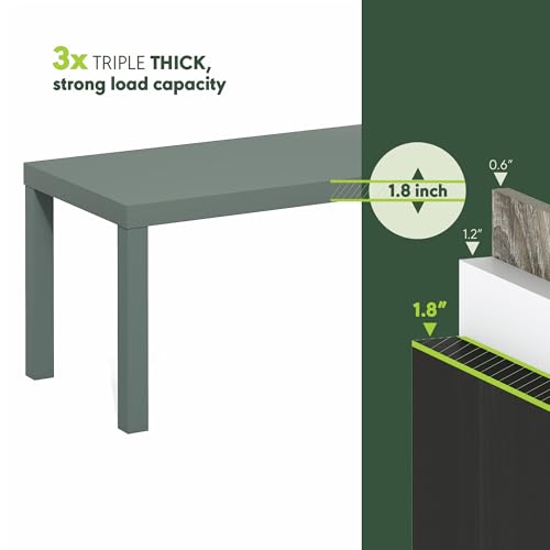 Image of Furinno Classic Coffee Table, Modern Rectangle Printer Stand, Sage Green | 1.8 inch Triple Thick Tabletop, Toolless Assembly, Side Table, for Living Room, Home Office