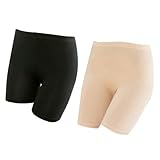 Hemobllo 2 Piezas Pantalones Cortos Antirozaduras Mujer Verano Alta Cintura Leggings Ajustados Modal Transpirables Pack Negro Beige