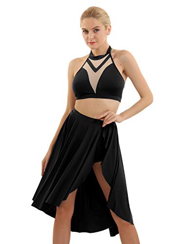 Tenue de danse asymétrique avec short intégré noir confort et opacité au sol