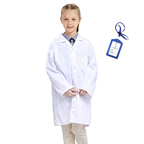 Marosoniy White Lab Coat for Kids - Children's Lab Coat for Career Day Scientist Role Play Costume (White, L/11-14Y)