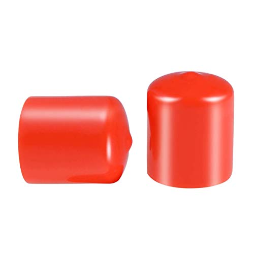 Screw Thread Protectors, PVC Rubber Round Tube Bolt Cap Plastic End Cap Cover Thread Protectors Red, Inner Dia 28mm, 50 Pcs
