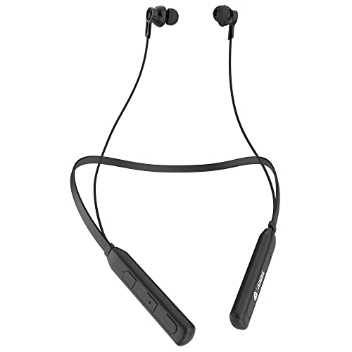 Aroma® NB119 Jersey Bluetooth Wireless Headset in Ear Neckband with Long Lasting Playtime 48 Hrs, Smart Voice Assistant, Fast Charge, Sweat & Splash Proof, Best for Gaming, Running, Workout (Black)