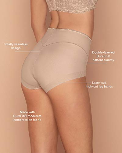 Leonisa Compression High Cut Underwear For Women - Seamless Tummy Control Panty Shaper Black #TOP3