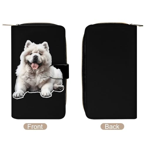White Chow Chow PU Leather Wallet Portable Coin Purse Lightweight Card Holders Money Clip for Women Men3
