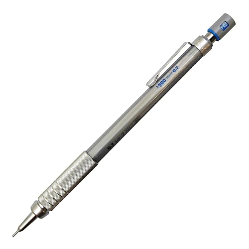 Image of 500 0.7 MM HB Mechanical Pencil | Lead Of Grade HB | Mini Interchangeable Eraser With Push Mechanism | Silver Plated Swing Grip | Pack Of 1 | Silver (PG517)