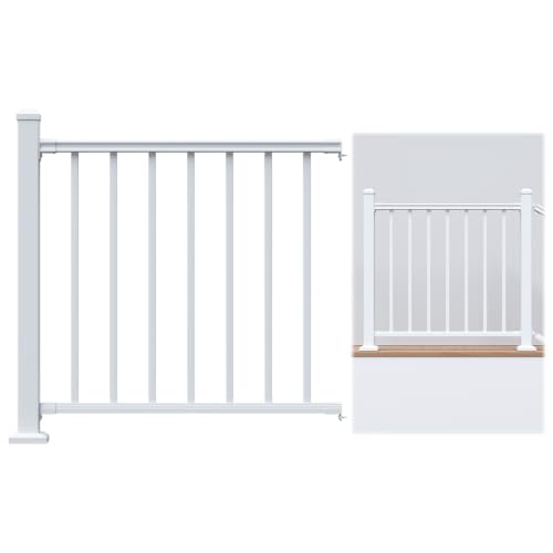 Image of Egadis 36 in x 3 ft Modular Aluminum Porch and Deck Railing Kit, White