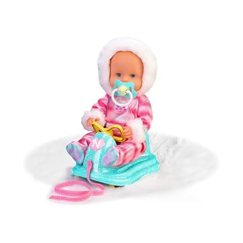 Nenuco 14" Baby Doll in Ski Suit and Sleigh Accesssory On Wheels with Color Chaning Nose, for Ages 2+ Cover