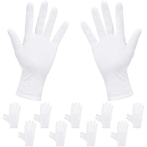 Rovtop 10 Pairs Cotton White Gloves, 9.8 inches,Used to inspect Jewelry, Dry Hand moisturizer & Daily Work and More Cover