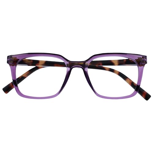 OPULIZE KOI Lesebrille - Große Rechteckige Brillenfassung - Violett - Sehhilfe für Damen, Herren - Federscharniere - R50-5 - +1.00