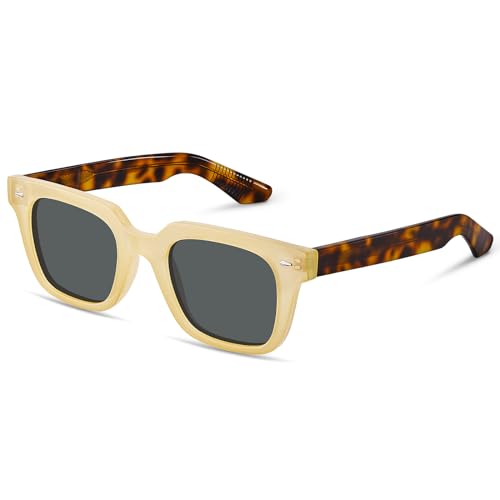 Image of CARFIA Acetate Polarized Sunglasses for Men UV400 Protection Classic Vintage Anti-Glare Lens Driving Outdoor Sun Glasses, CF31105