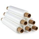Tezraftaar® 6 x Pallet Wrap Heavy Duty Clear Shrink Stretch Film 400mm x 30mu Extended Core Tear Resistance for Industrial Use Logistics Sofa Furniture House Moving Packaging
