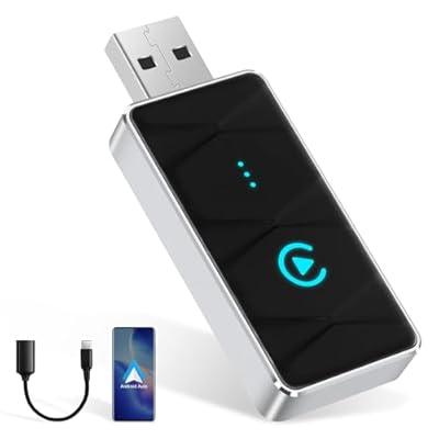 aquota - Android Auto Wireless Adapter Convertir Wired Android Auto en Wireless para Manos Libres para Coche superrápido y Estable USB C/A Dorado Negro