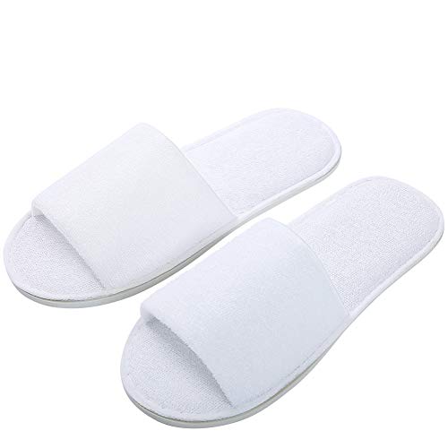 Open Toe Terry Spa Slippers, Hotel Slippers For Men and Women 12 Pack