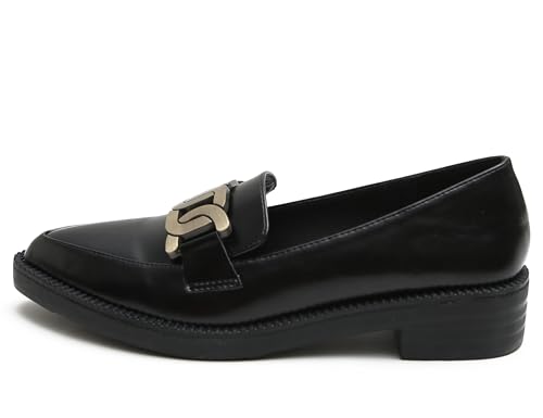 Image of Classic Women's Chunky Loafers Platform Comfortable Slip-On Dressy Business Casual Shoes with Metal