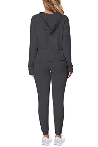 Fuphine Women's Tie Dye Jogger Outfit Sweatsuit 2 Piece Sweatshirt Long Sleeve Hooded And Pants Lounge Sets Tracksuit Dark Grey S #TOP2