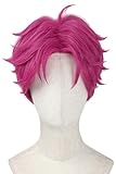 LeMarnia Anime Cosplay Wigs Hot Pink Short Wigs for Men Halloween Party Costume Wig