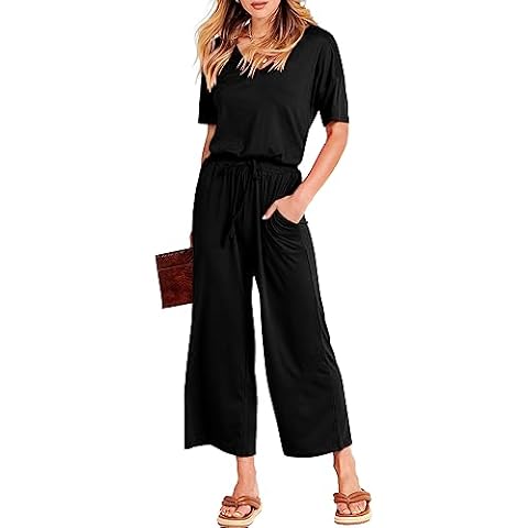 ANRABESS Women Short Sleeve Jumpsuit Cover