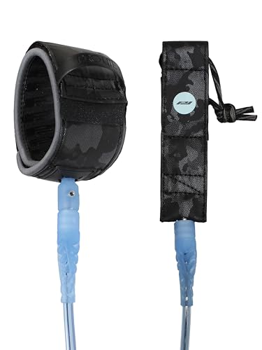 Pro-Lite Freesurf Style Surf Leash - Light & Durable for Medium to Overhead Plus Size Waves (Clear Light Blue w/Core, 9'0 Knee Cuff)
