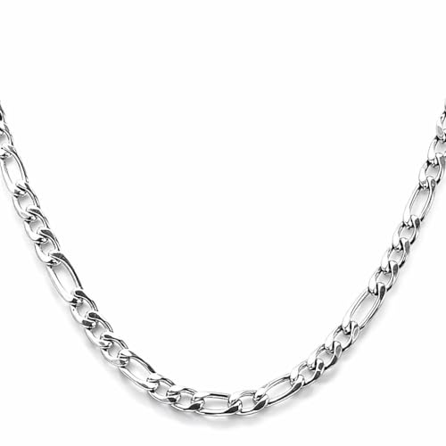 INCREDIBLE CHIC COLLECTIONS 14K White Gold Filled Figaro Chain Necklace for Men & Women 5mm 18 20 22 Durable Hypoallergenic Strong Clasp - 20