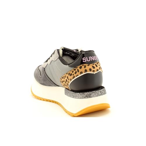 SUN68 Z44218 Sneakers Con Lacci In Tessuto/Camoscio Donna Grigio Medio 39 - 6