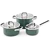 ROYDX Stainless Steel Pot Set, 6-Piece Saucepan Set with Glass Lids Cookware Set and Stay Cool Handle Induction Cooking Pot for All Hobs and Oven-Safe, Sauce Pan Uncoated (Moss Green)