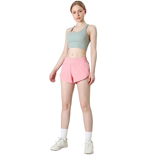 Image of Aurefin Athletic Shorts for Women,Women's Quick Dry Workout Sports Active Running Track Shorts with Elastic and Zip Pockets