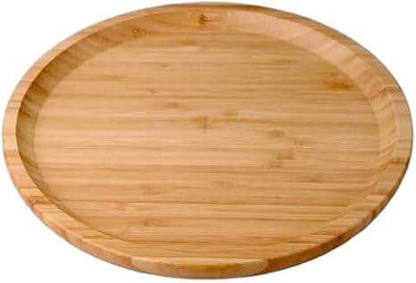 Deconox Bambu Lüx Yuvarlak Servis 25 * 25cm, Bambu Sunumluk & Çerezlik Yuvarlak Sunum Tabağı, Sunum Tabağı