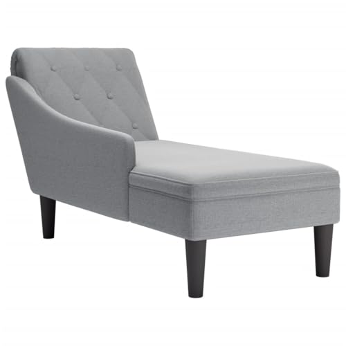 vidaXL Tumbona con Almohada y reposabrazo Derecho Tela Gris Claro, sillón, diván, Silla de salón, sofá Silla, Tumbona, sofá de salón, diván de salón