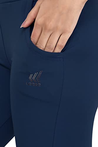 Image of Women Airforce Blue Regular Fit Streachable Capri for Gym, Yoga, Runing, Jogging Activewear Two Sided Pockets Capri (Size XL, 30-32)
